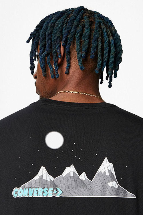 קונברס חולצת טישירט קצרה Moon Mountain בצבע שחור לגברים-Converse All Star-XS-נאקו