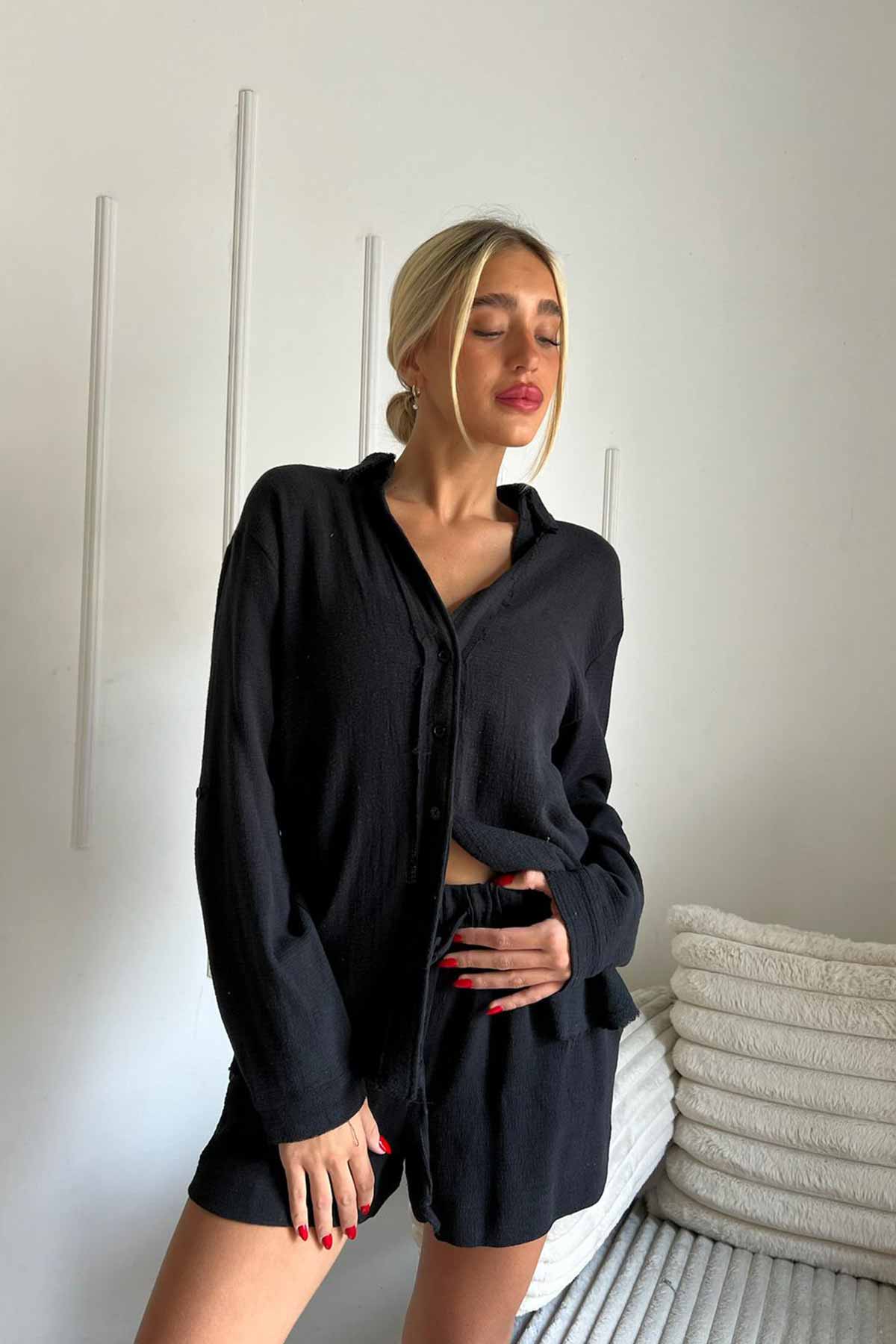 חליפת פשתן Charlotte בצבע שחור לנשים-Bombes-XS-S-נאקו