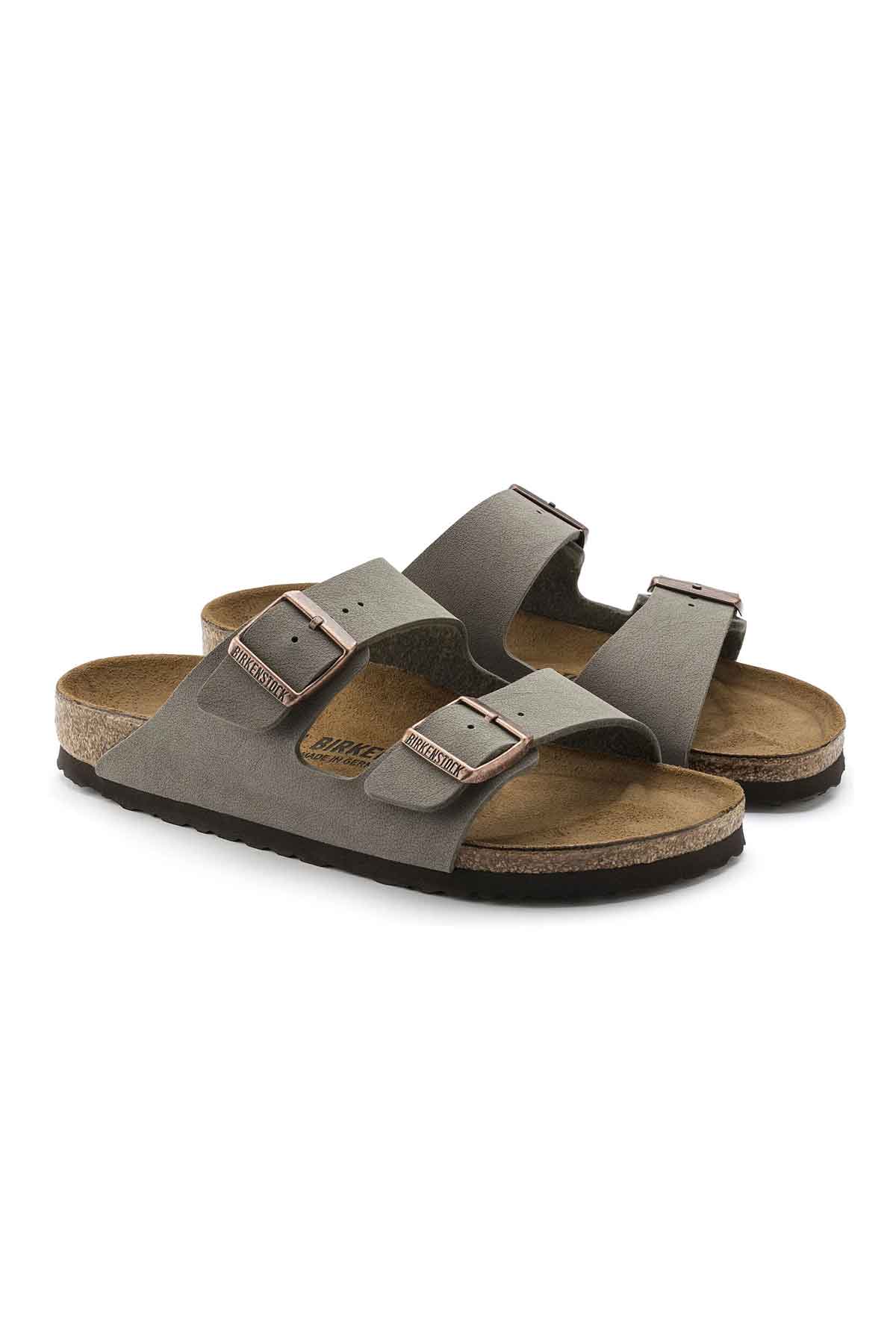Birkenstock כפכפי Arizona Birko-Flor בצבע אבן לגברים