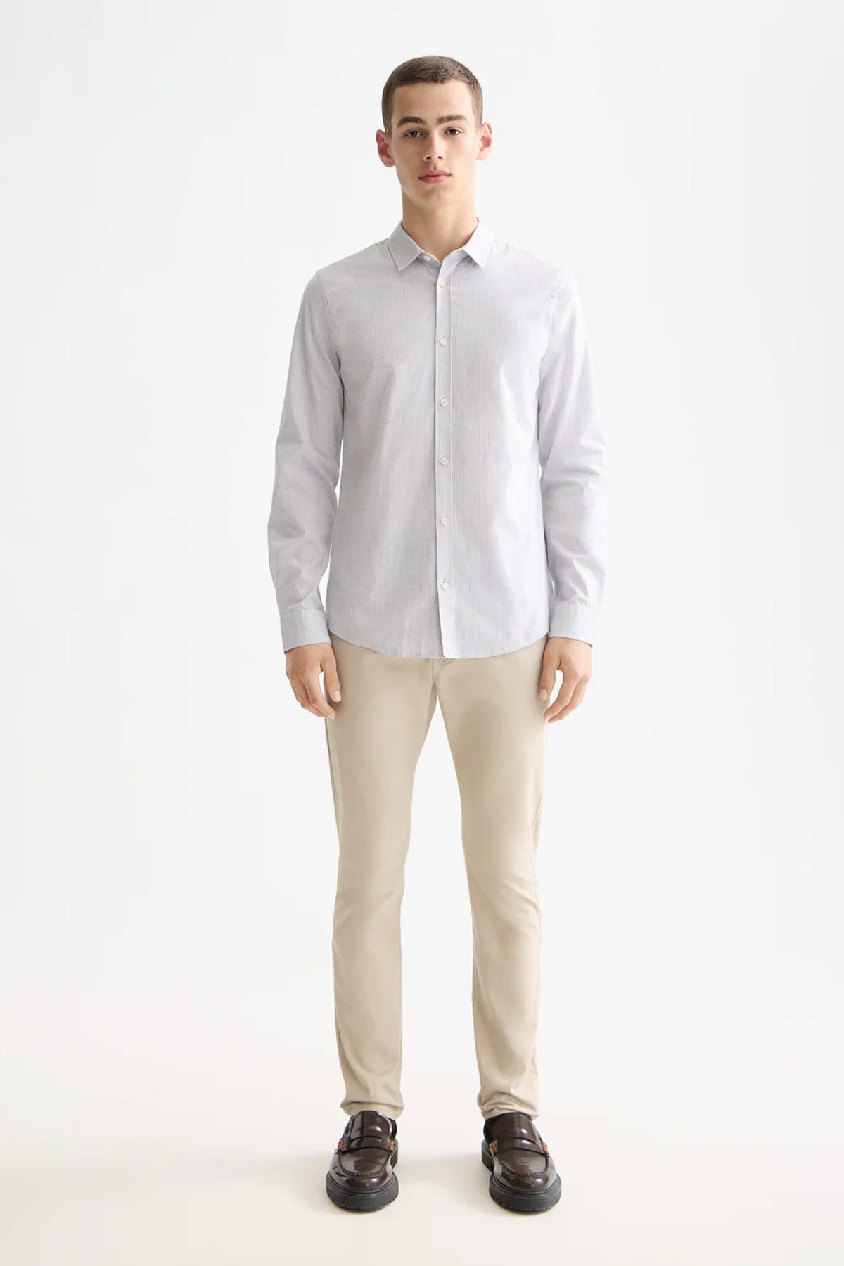 חולצה מכופתרת Scotch & Soda Stripes Slim Fit Poplin