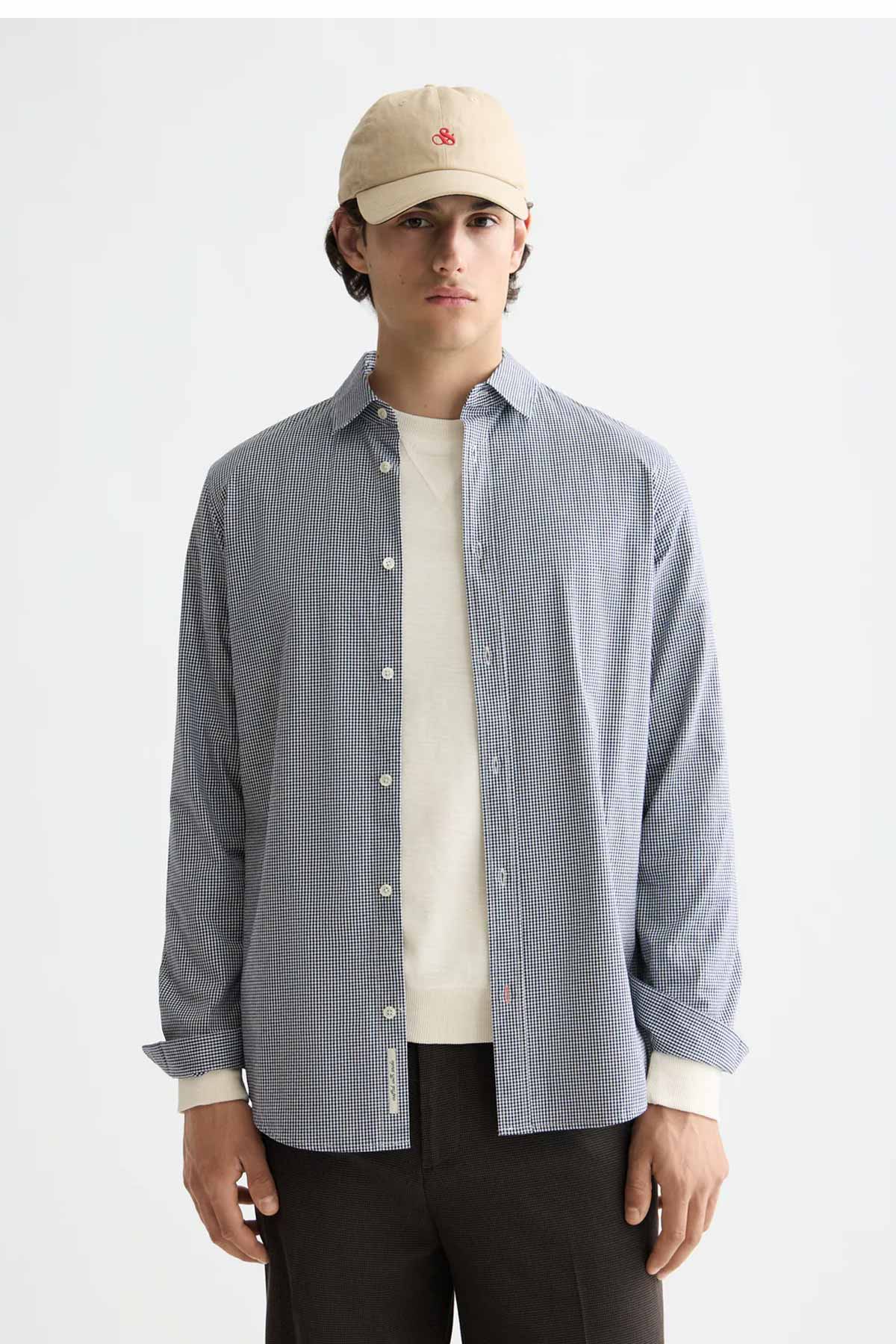 חולצה מכופתרת Scotch & Soda Micro-Check Poplin