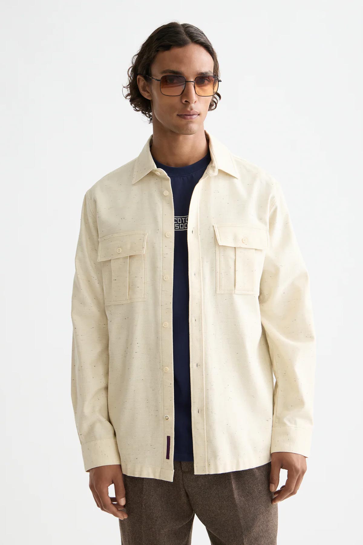 חולצה מכופתרת עבה Scotch & Soda Melange Relaxed Fit