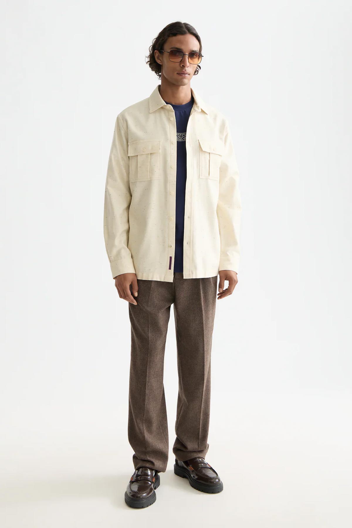 חולצה מכופתרת עבה Scotch & Soda Melange Relaxed Fit