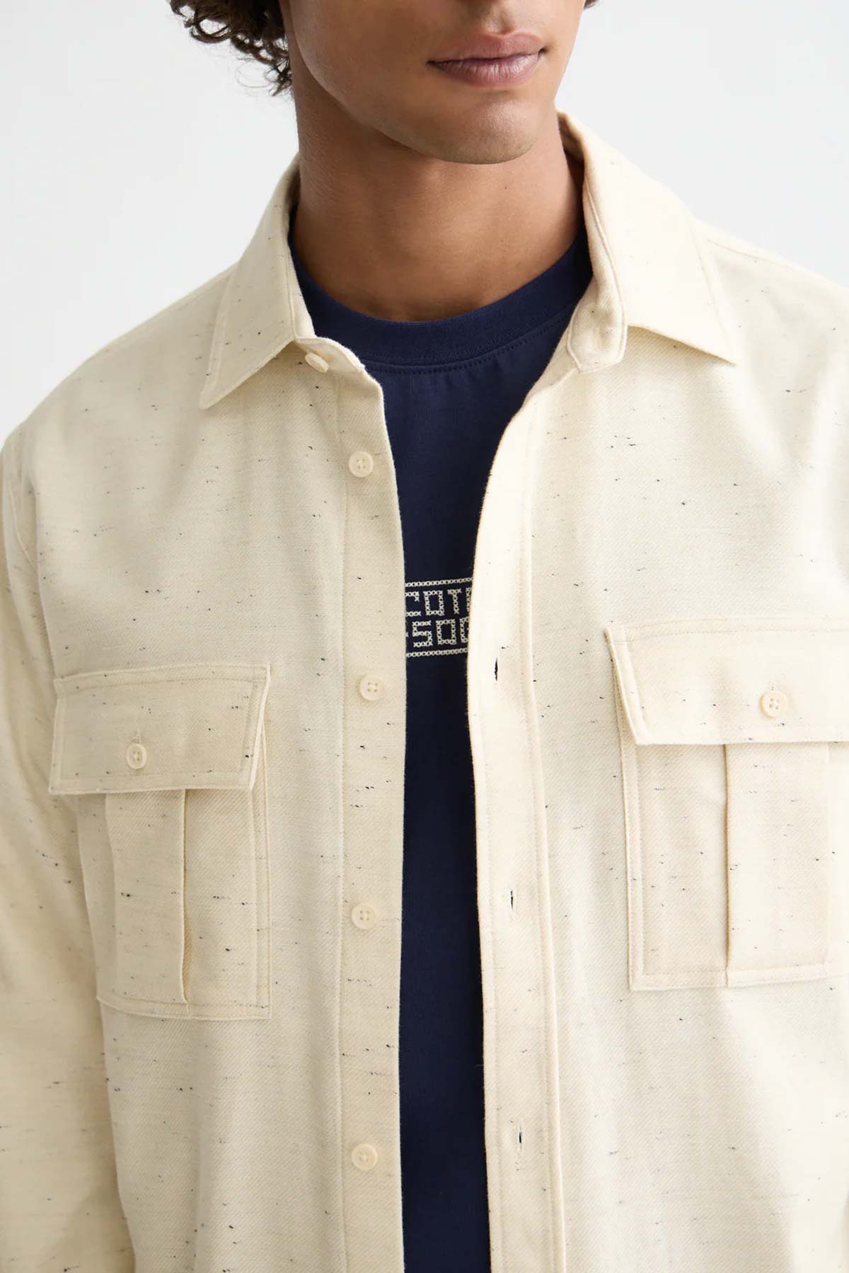 חולצה מכופתרת עבה Scotch & Soda Melange Relaxed Fit