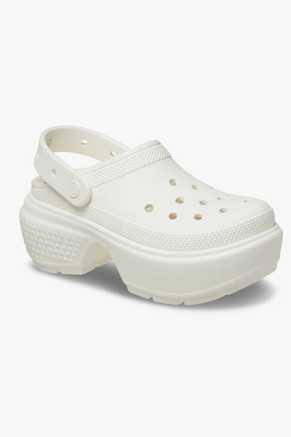 כפפי פלטפורמה קרוקס Stomp Clog לנשים בצבע לבן