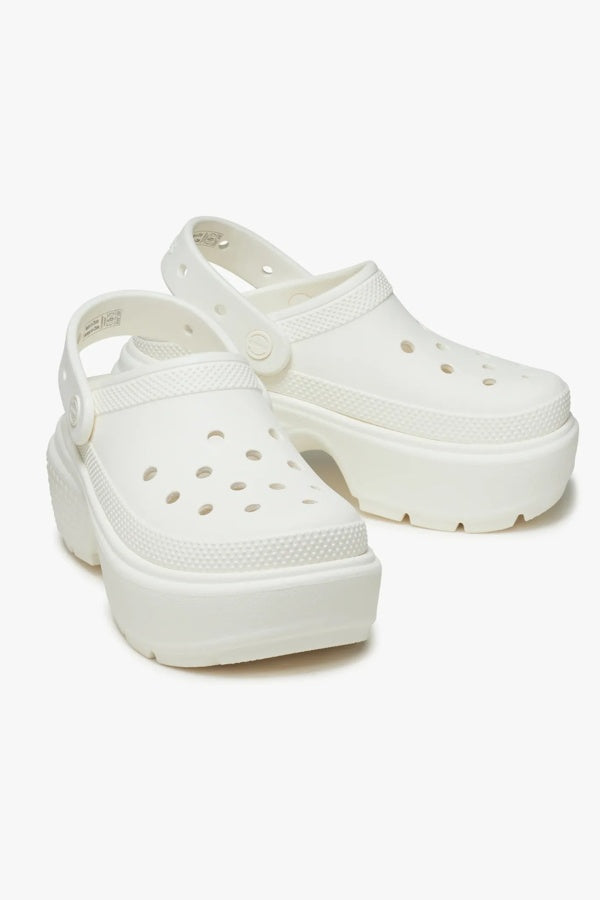 כפפי פלטפורמה קרוקס Stomp Clog לנשים בצבע לבן