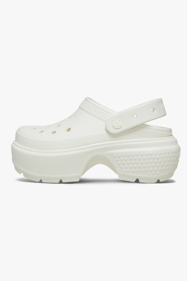 כפפי פלטפורמה קרוקס Stomp Clog לנשים בצבע לבן