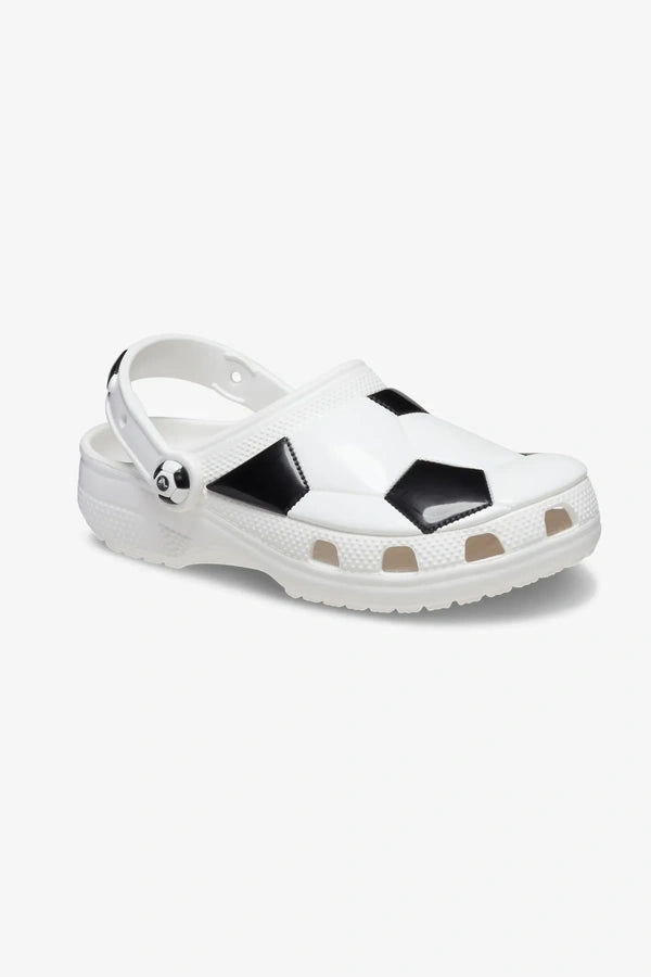 כפכפי קרוקס Classic Soccer Ball Clog T לתינוקות בצבע לבן בהדפס כדור רגל