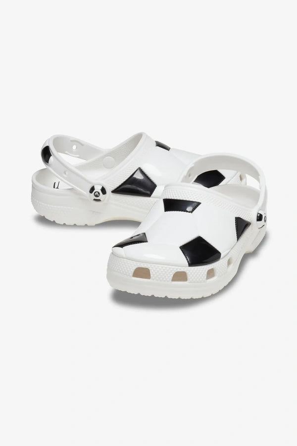 כפכפי קרוקס Classic Soccer Ball Clog T לתינוקות בצבע לבן בהדפס כדור רגל