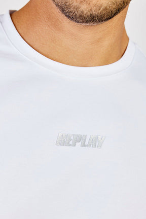 ריפליי חולצת טי קצרה Eddy בצבע לבן לגברים-Replay-S-נאקו