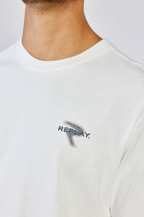 ריפליי חולצה קצרה אוברסייז Fade בצבע שמנת לגברים-Replay-S-נאקו