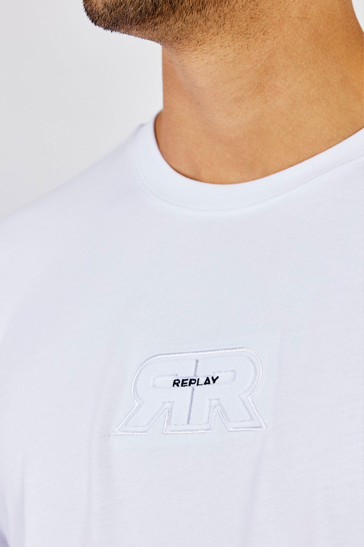 ריפליי חולצת טי שירט כותנה Danny בצבע לבן לגברים-Replay-XS-נאקו
