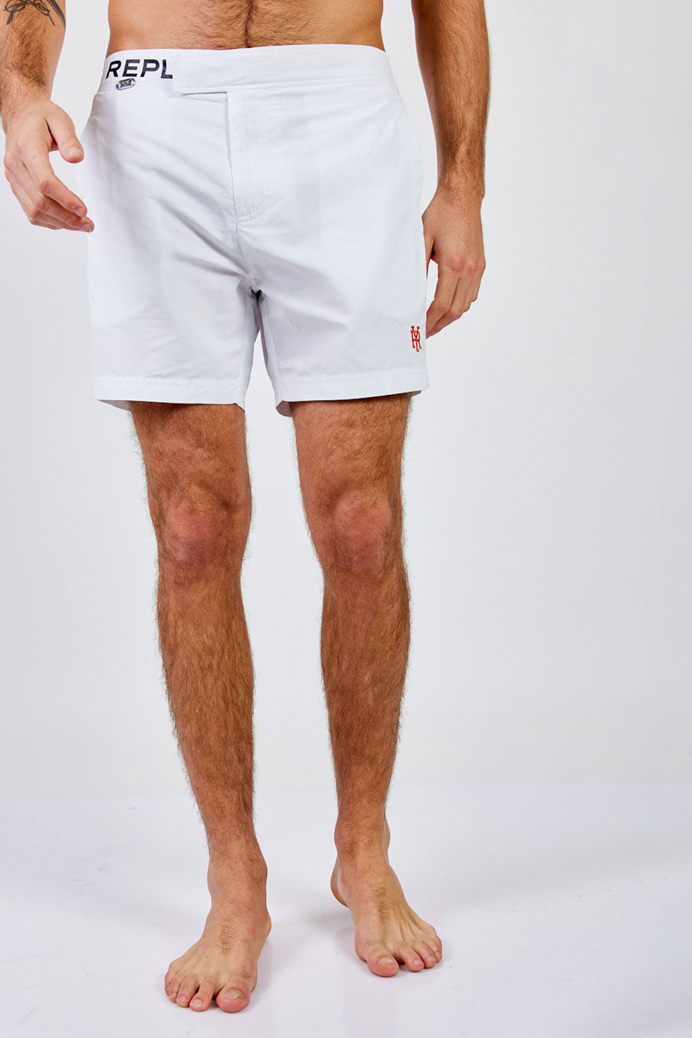 Replay מכנס בגד ים בצבע לבן לגברים-Replay-S-נאקו