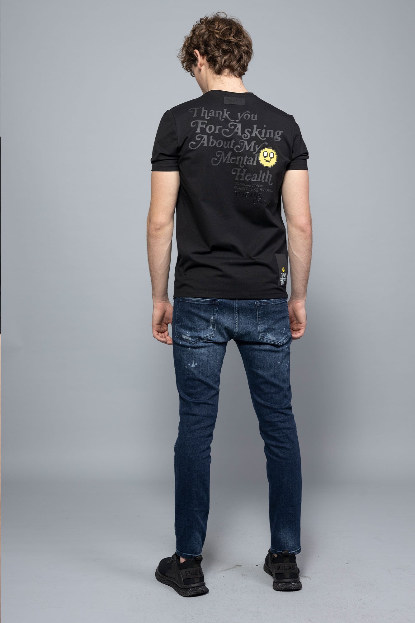 דבליו-ג'ינס חולצת טישירט Health בצבע שחור לגברים-W Jeans-XS-נאקו