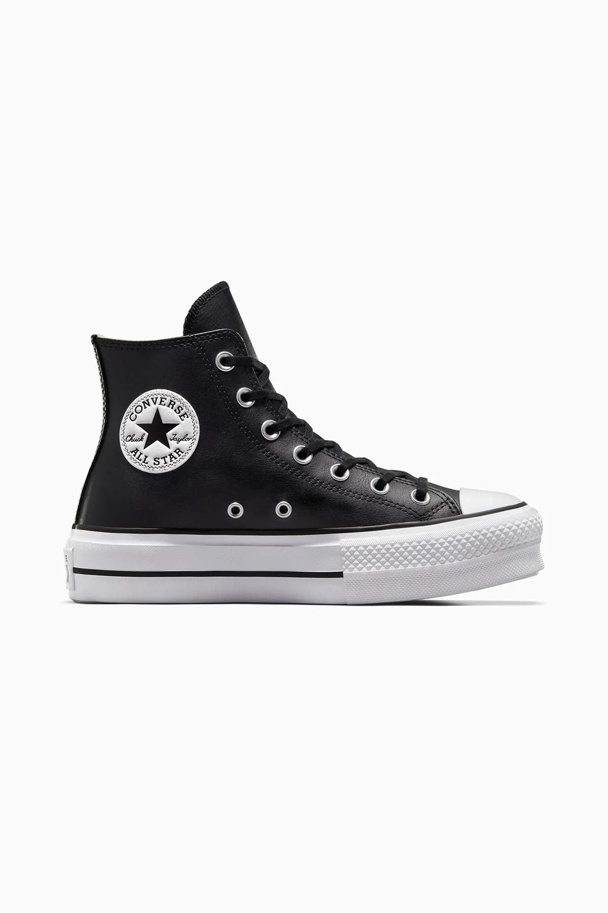 Converse All Star נעלי סניקרס אולסטאר פלטפורמה עור גבוהות בצבע שחור לנשים
