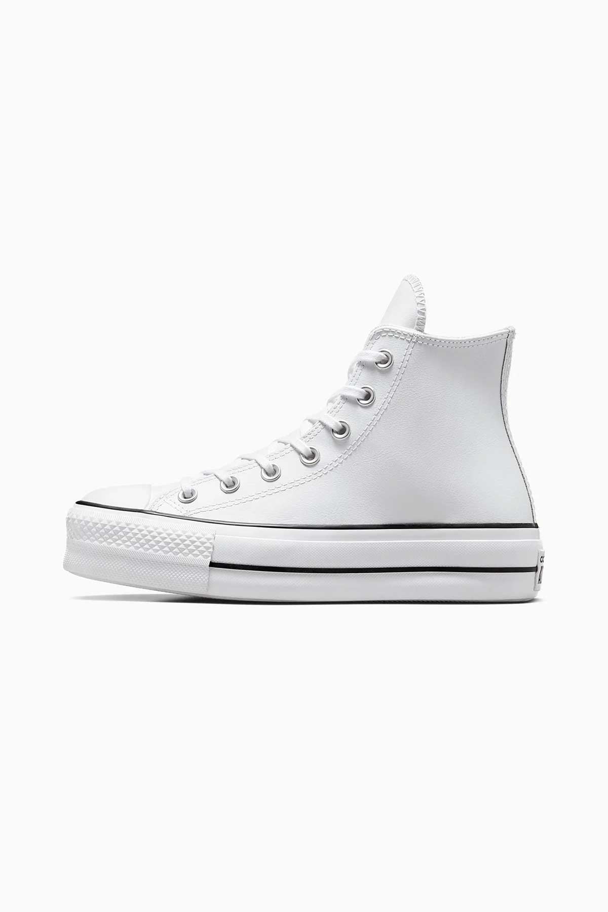 Converse All Star נעלי סניקרס אולסטאר פלטפורמה עור גבוהות בצבע לבן לנשים