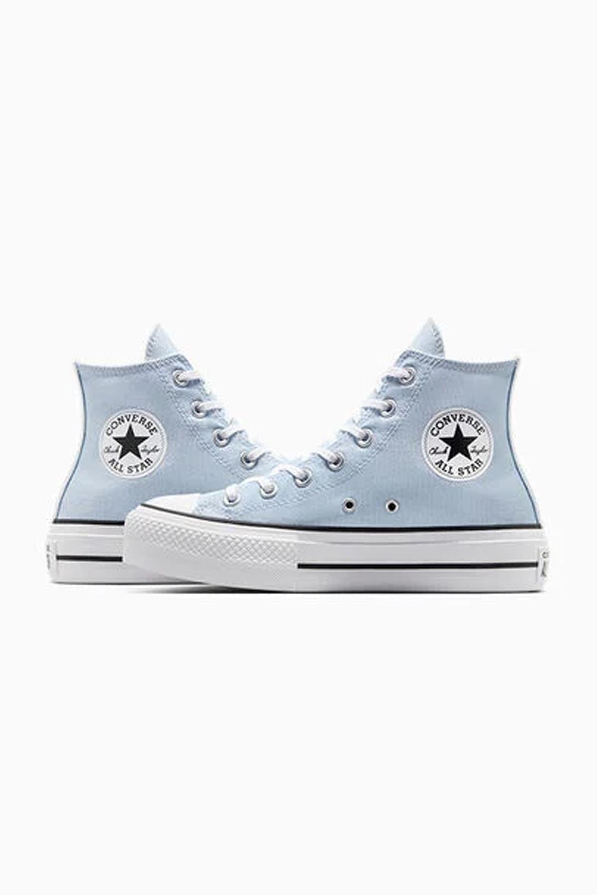 Converse All star סניקרס פלטפורמה בד קנבס גבוה בצבע כחול בהיר לנשים