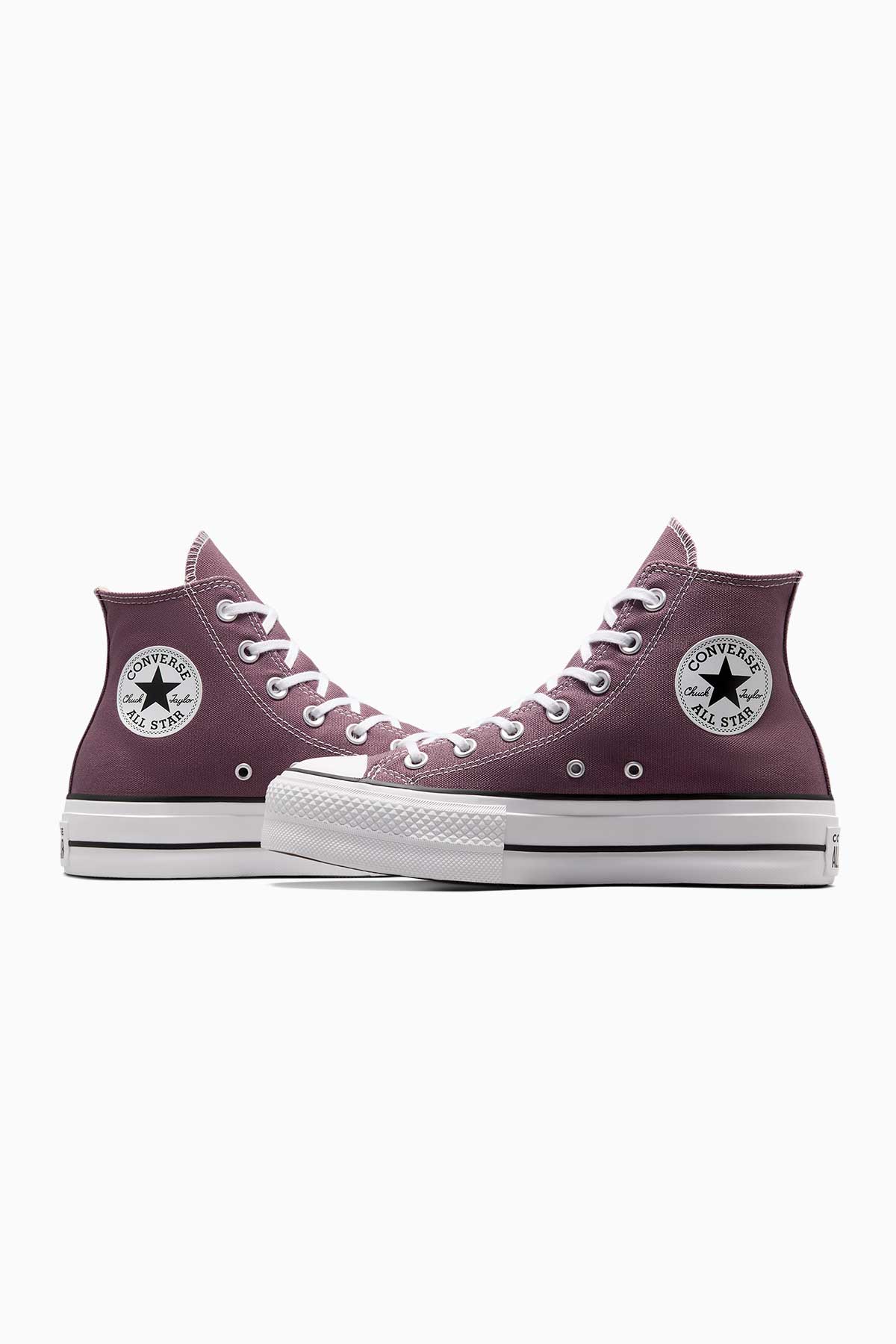 Converse All star סניקרס פלטפורמה בד קנבס גבוה בצבע ורוד עתיק כהה לנשים