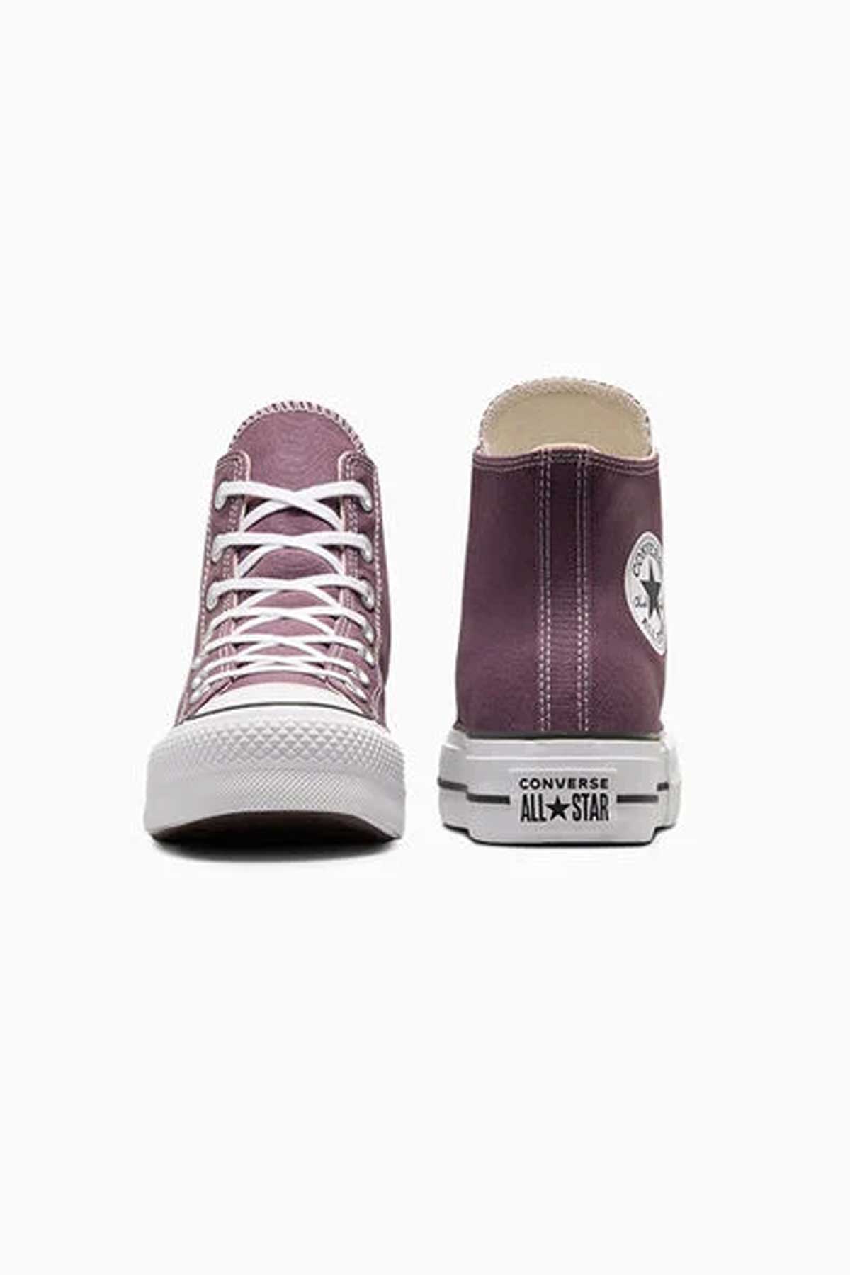 Converse All star סניקרס פלטפורמה בד קנבס גבוה בצבע ורוד עתיק כהה לנשים