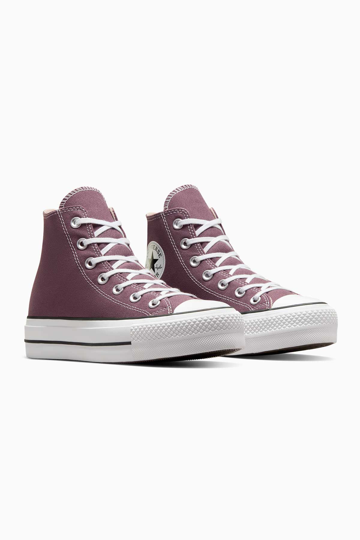 Converse All star סניקרס פלטפורמה בד קנבס גבוה בצבע ורוד עתיק כהה לנשים