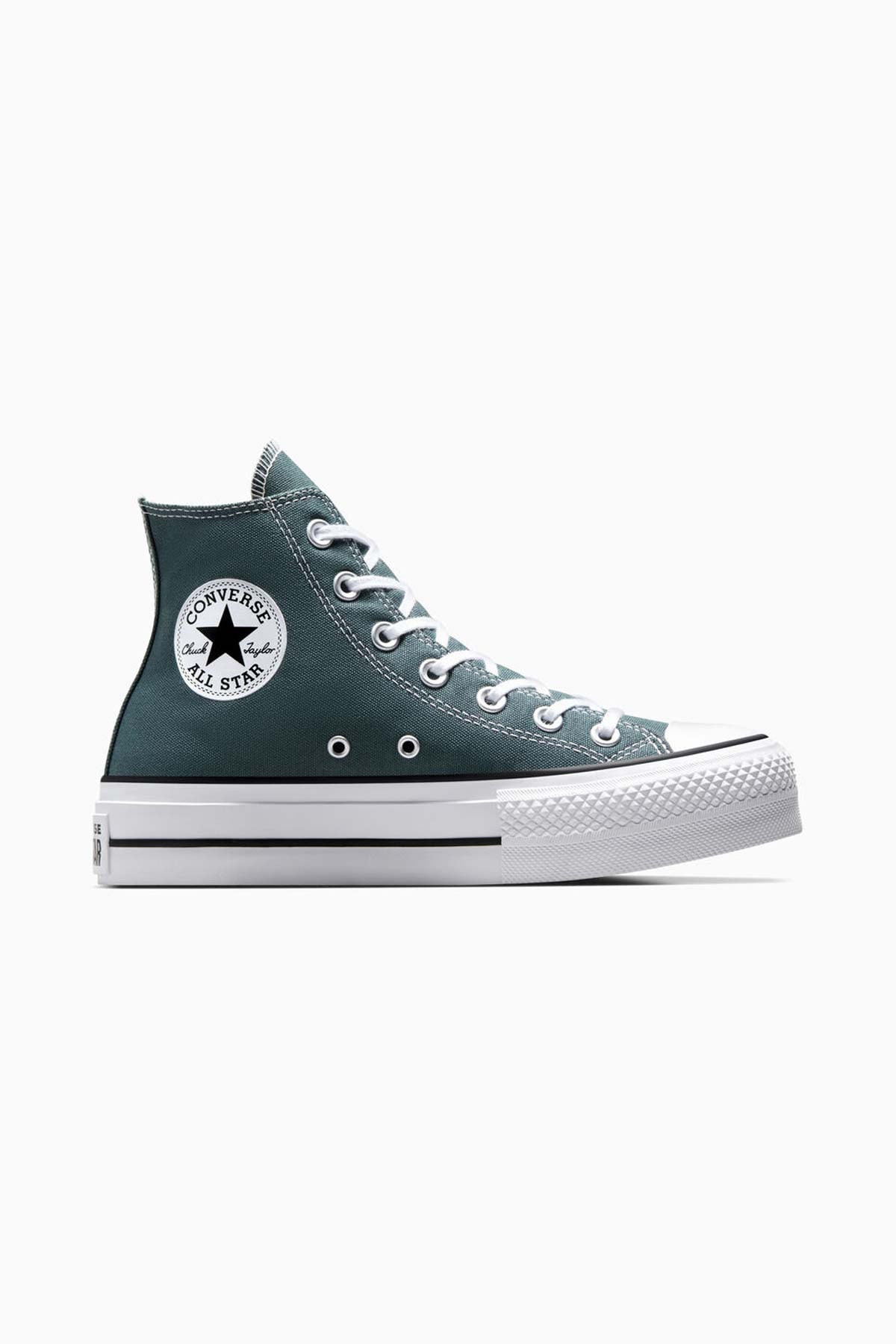 Converse All star סניקרס פלטפורמה בד קנבס גבוה בצבע ירוק טבעי לנשים