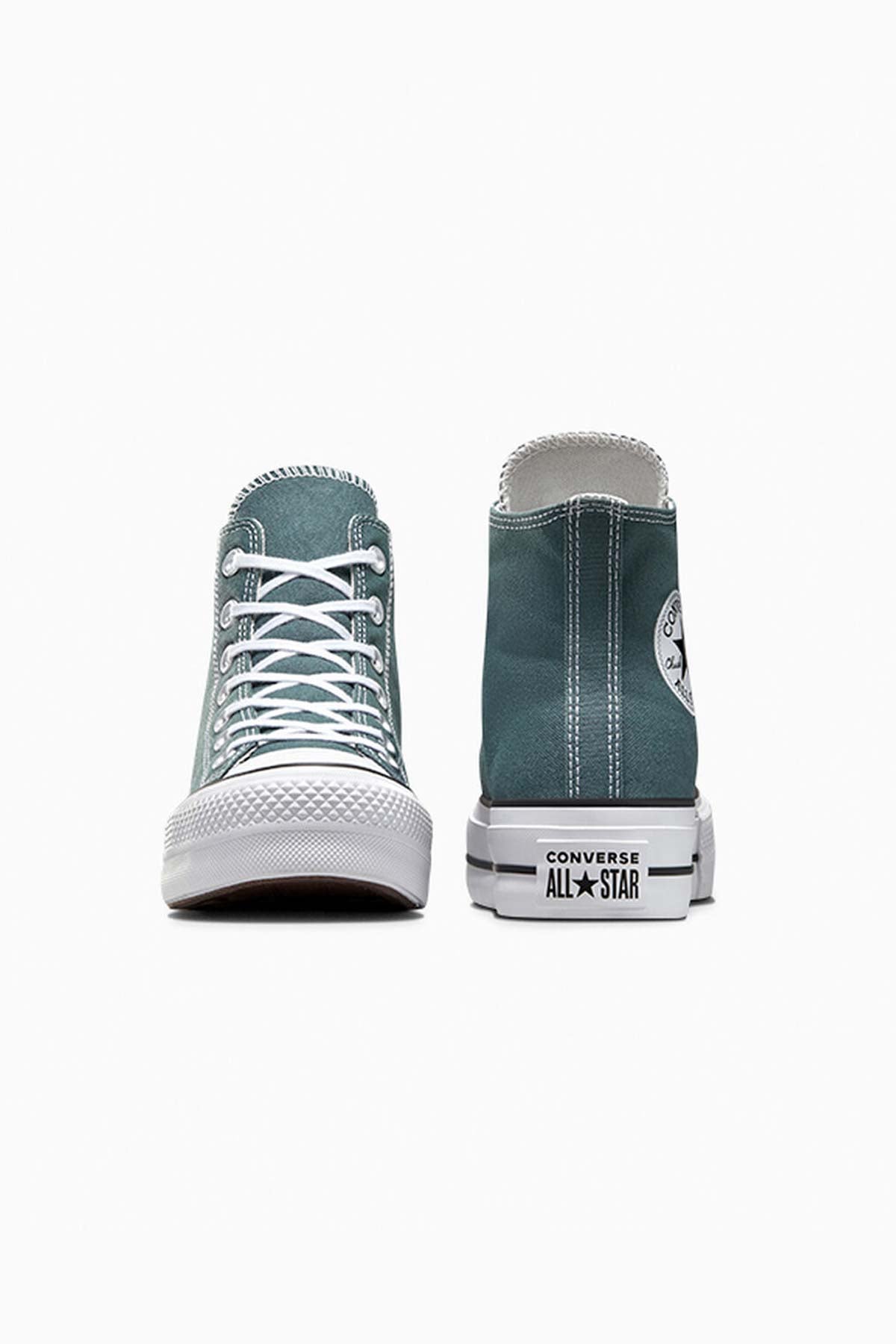 Converse All star סניקרס פלטפורמה בד קנבס גבוה בצבע ירוק טבעי לנשים