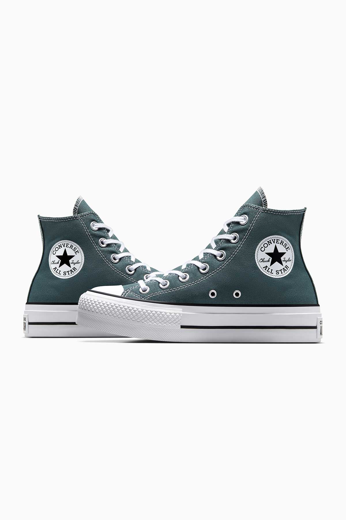 Converse All star סניקרס פלטפורמה בד קנבס גבוה בצבע ירוק טבעי לנשים