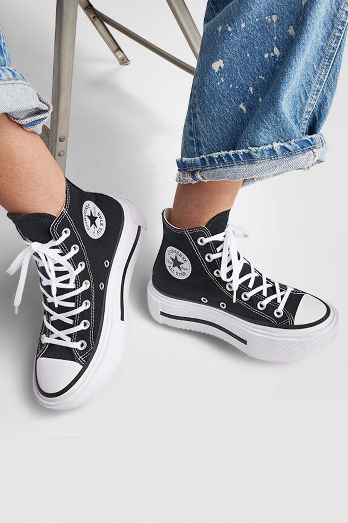 Converse All star סניקרס פלטפורמה גבוהות Lift Double Stack בצבע שחור