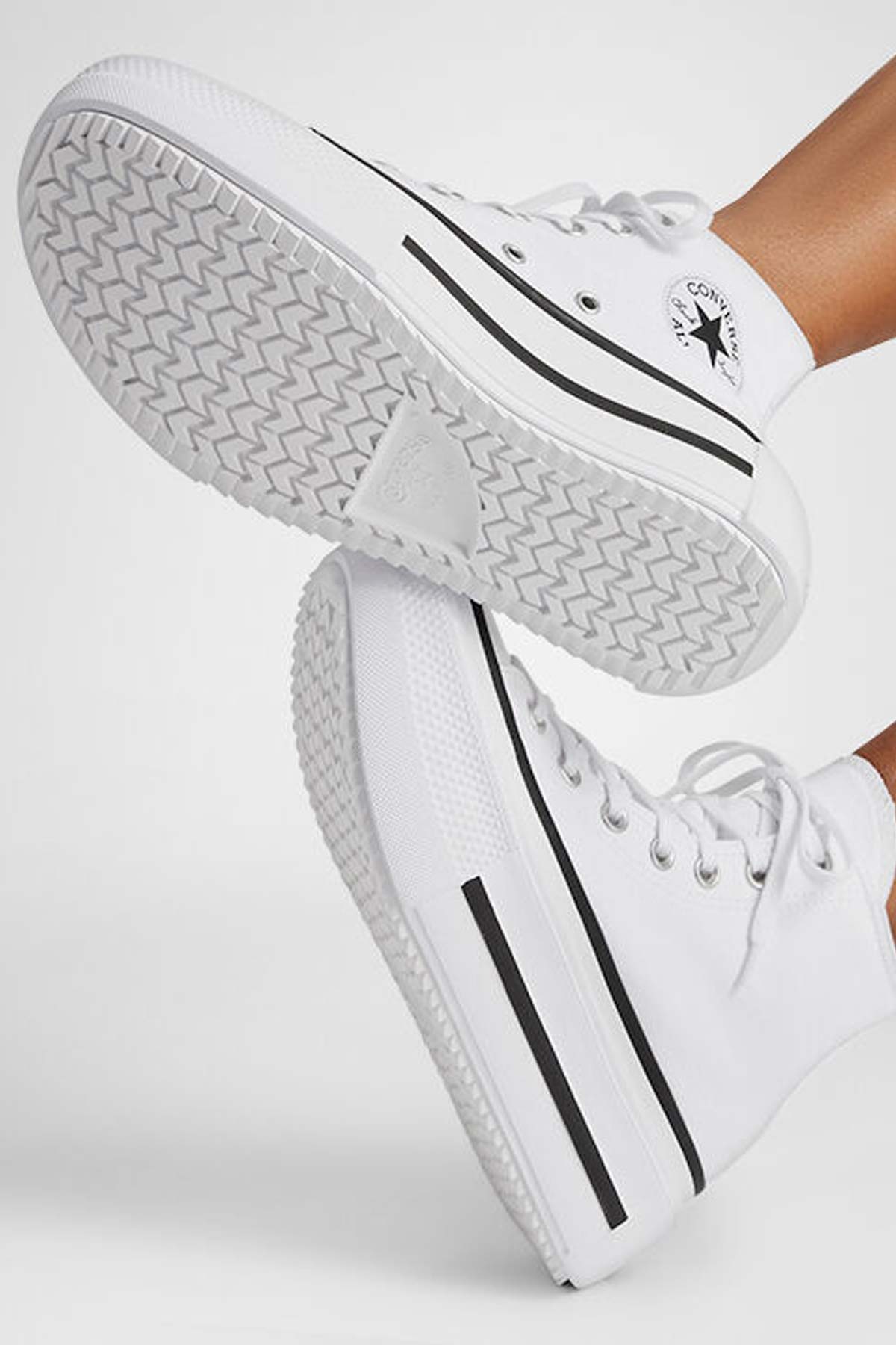 Converse All star סניקרס פלטפורמה גבוהות Lift Double Stack בצבע לבן