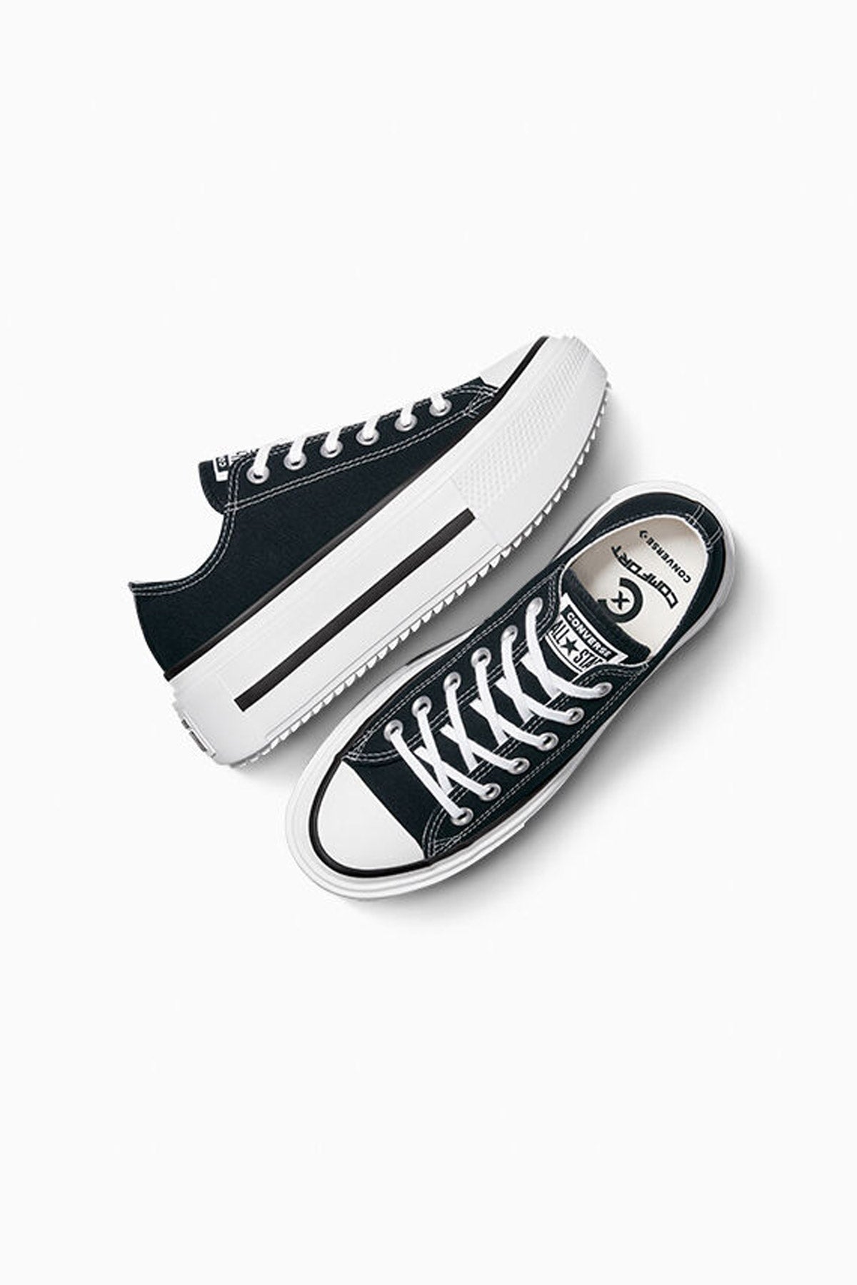 Converse All star סניקרס פלטפורמה נמוכות Lift Double Stack בצבע שחור