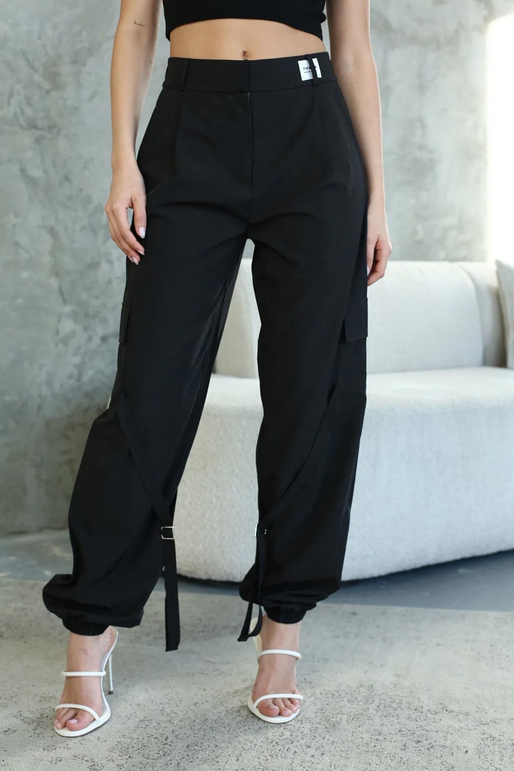 סטיב מאדן מכנס דגמ"ח ארוך Cecile בצבע שחור לנשים-Steve Madden-XS-נאקו