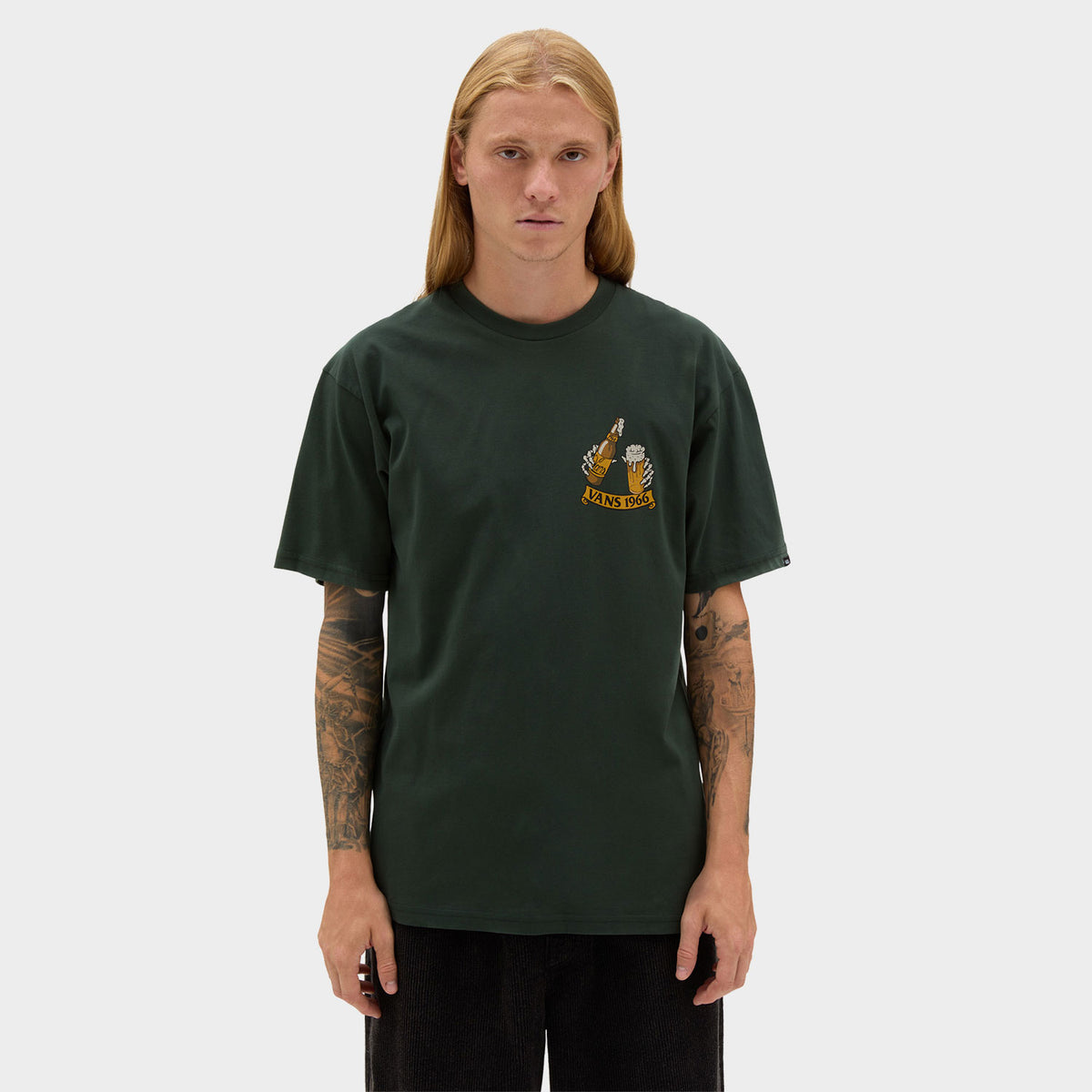 ואנס חולצת טישירט קצרה 66 בצבע ירוק לגברים-Vans-XS-נאקו