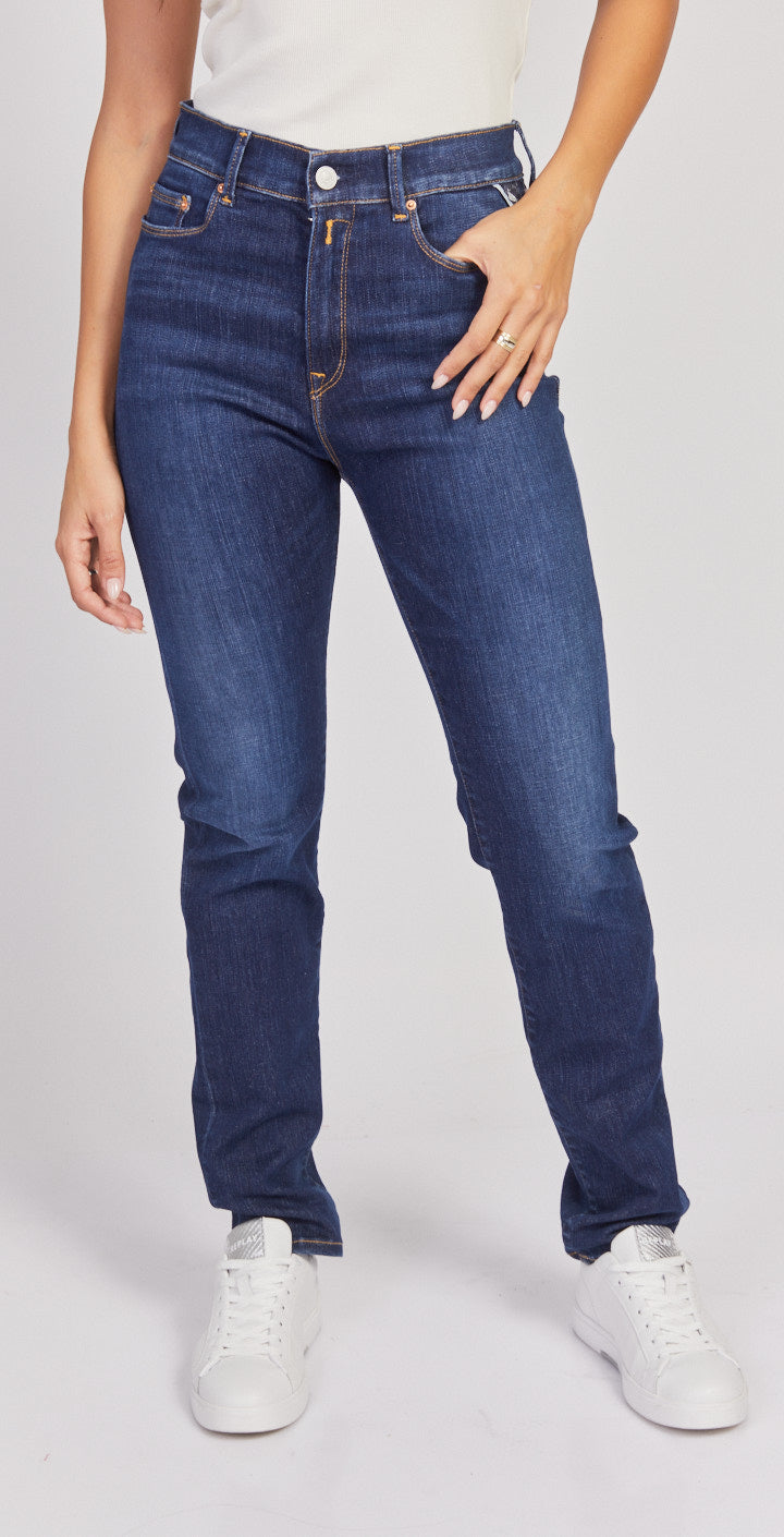 ריפליי ג'ינס SLIM גבוה בצבע כחול לנשים-Replay-24-נאקו