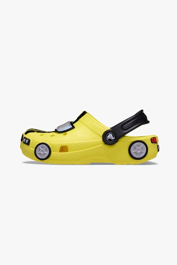 כפכפי קרוקס Classic IAM Race Car Clog T לתינוקות בעיצוב מכונית מירוץ בצבע צהוב/שחור