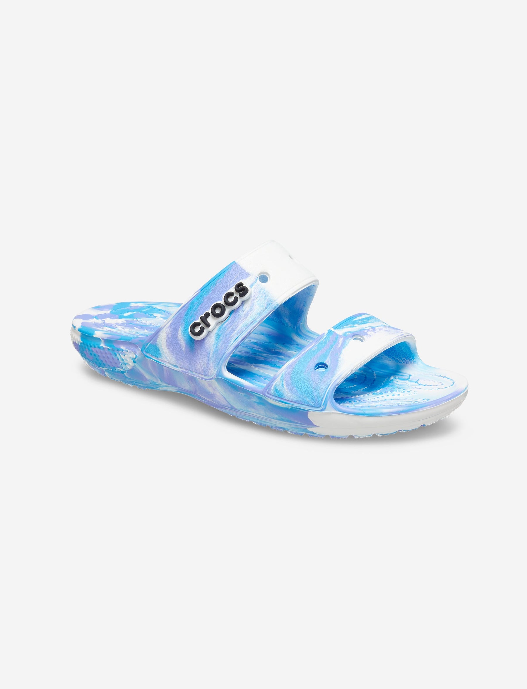 Crocs Classic Marbled Sandal - כפכפים לנשים קרוקס שתי רצועות בהדפס מיוחד בצבע לבן/חמצן-Crocs-37-38-נאקו