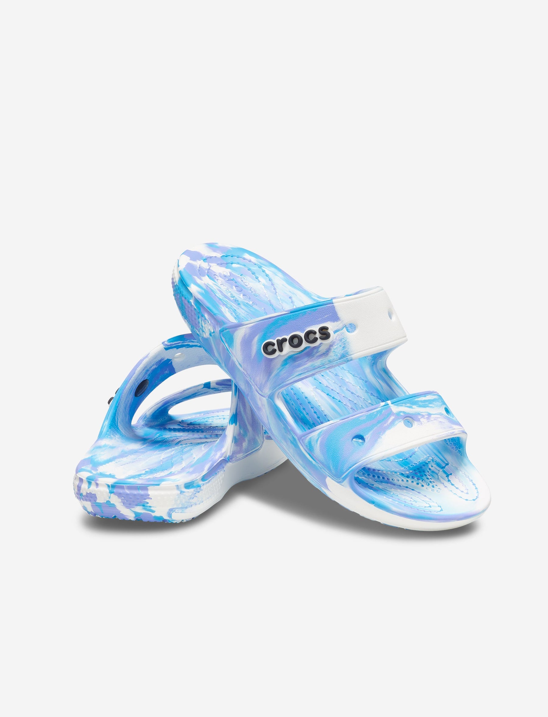 Crocs Classic Marbled Sandal - כפכפים לנשים קרוקס שתי רצועות בהדפס מיוחד בצבע לבן/חמצן-Crocs-37-38-נאקו