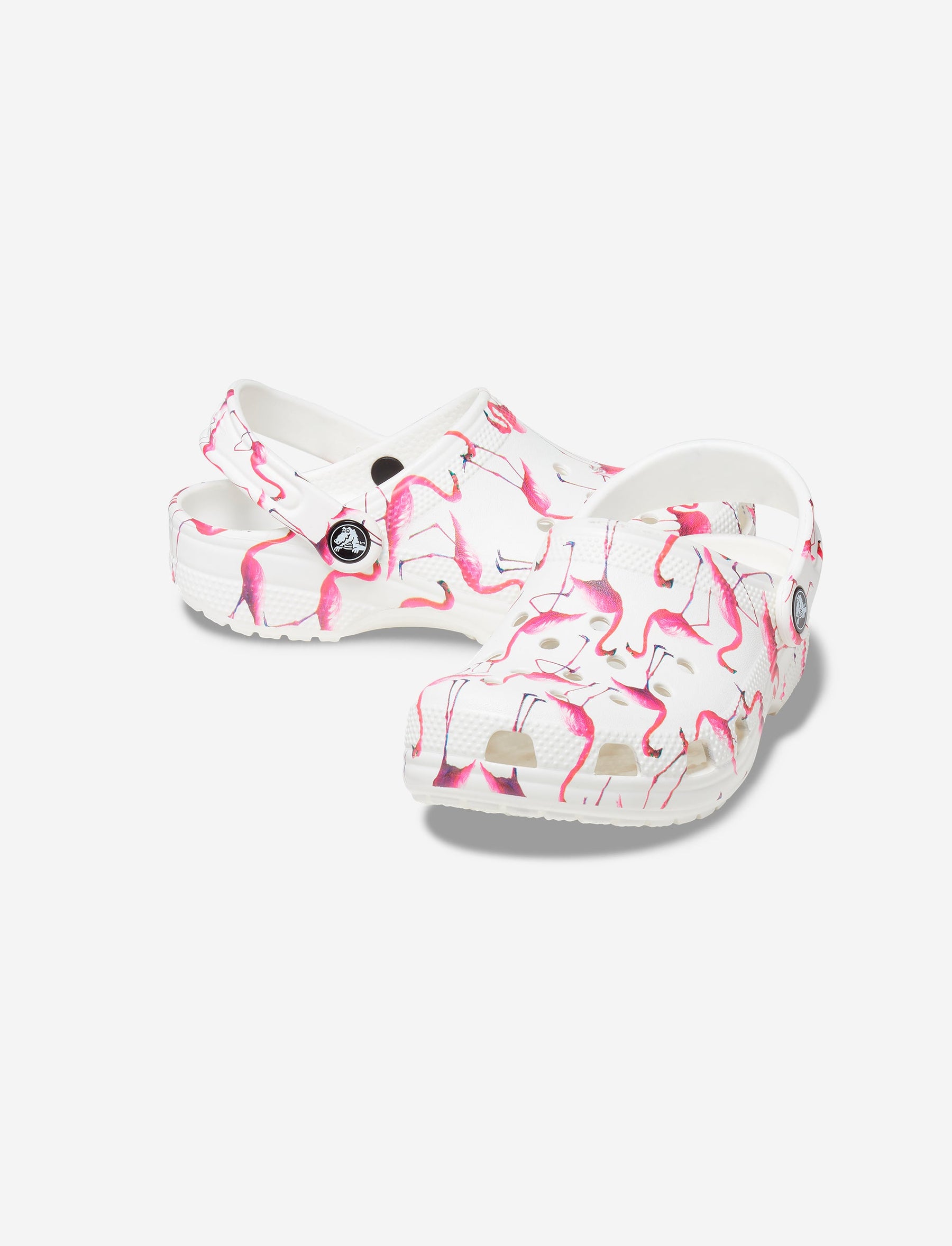 Crocs Classic pool party clog - כפכפי קרוקס לילדים בהדפס פלמינגו בצבע לבן/פלמינגו-Crocs-30-31-נאקו
