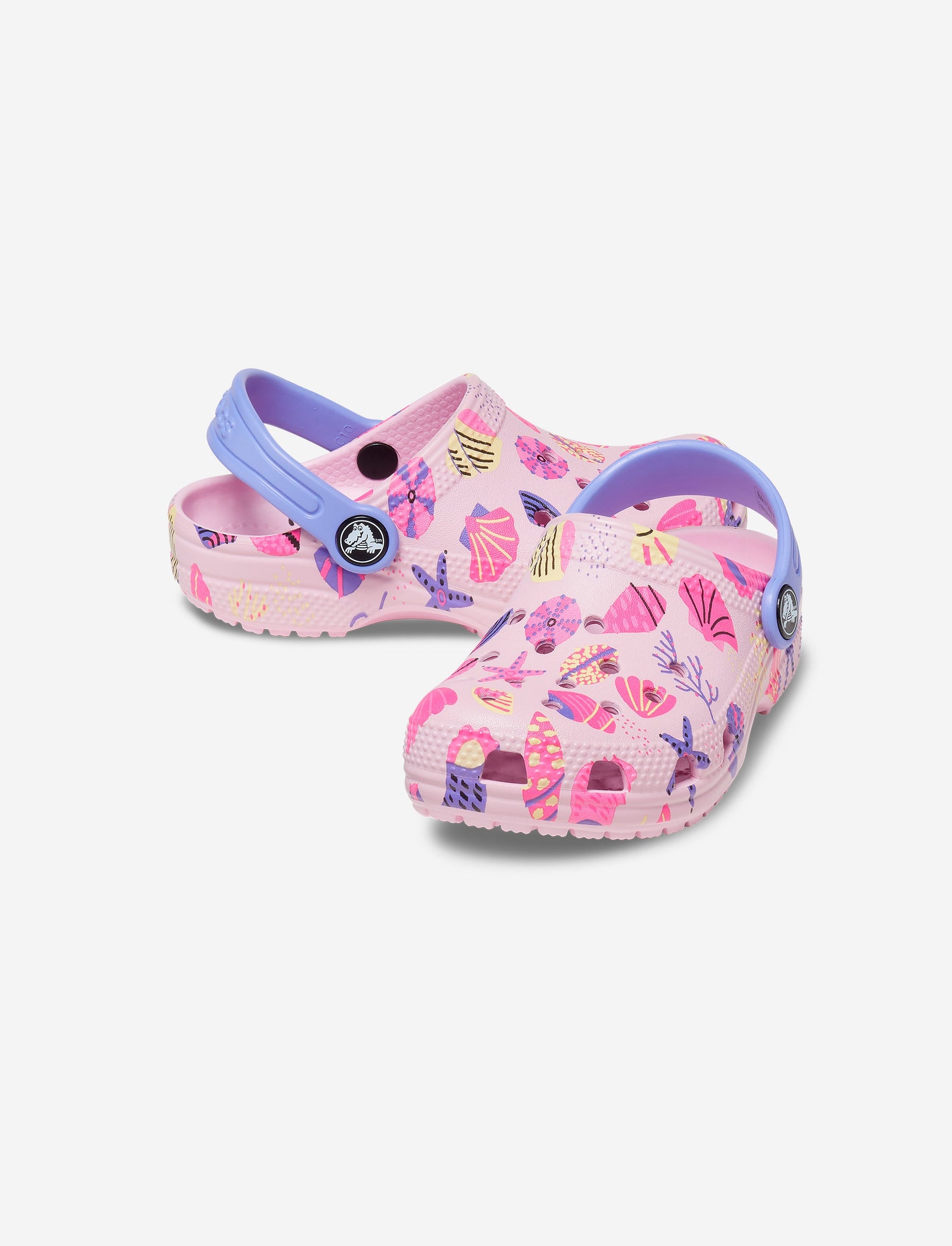 Crocs Kids Classic Pool Party Clog - כפכפי קרוקס קלאסי לילדים בהדפסים קיציים בצבע בלרינה ורוד-Crocs-27-28-נאקו
