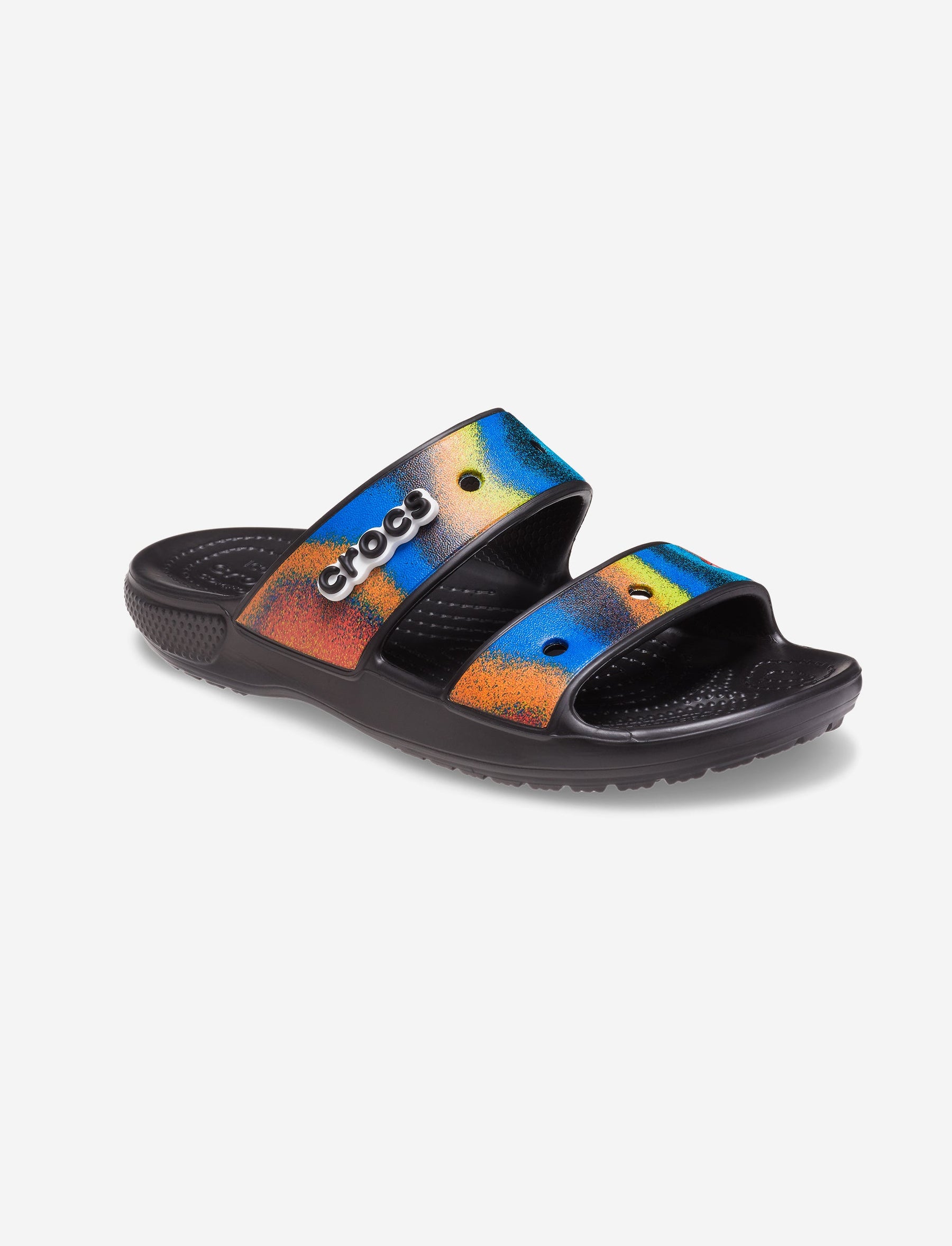 Classic Crocs Spray Dye Sandal - כפכפים לנשים קרוקס בהדפס ספריי צבע מיוחד בצבע שחור/מולטי-Crocs-36-37-נאקו