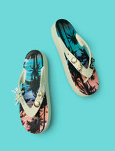 Crocs Classic Platform Retro Resort Flip - כפכפי אצבע קרוקס בהדפס פרחוני לנשים בצבע בון/מולטי-Crocs-36-37-נאקו