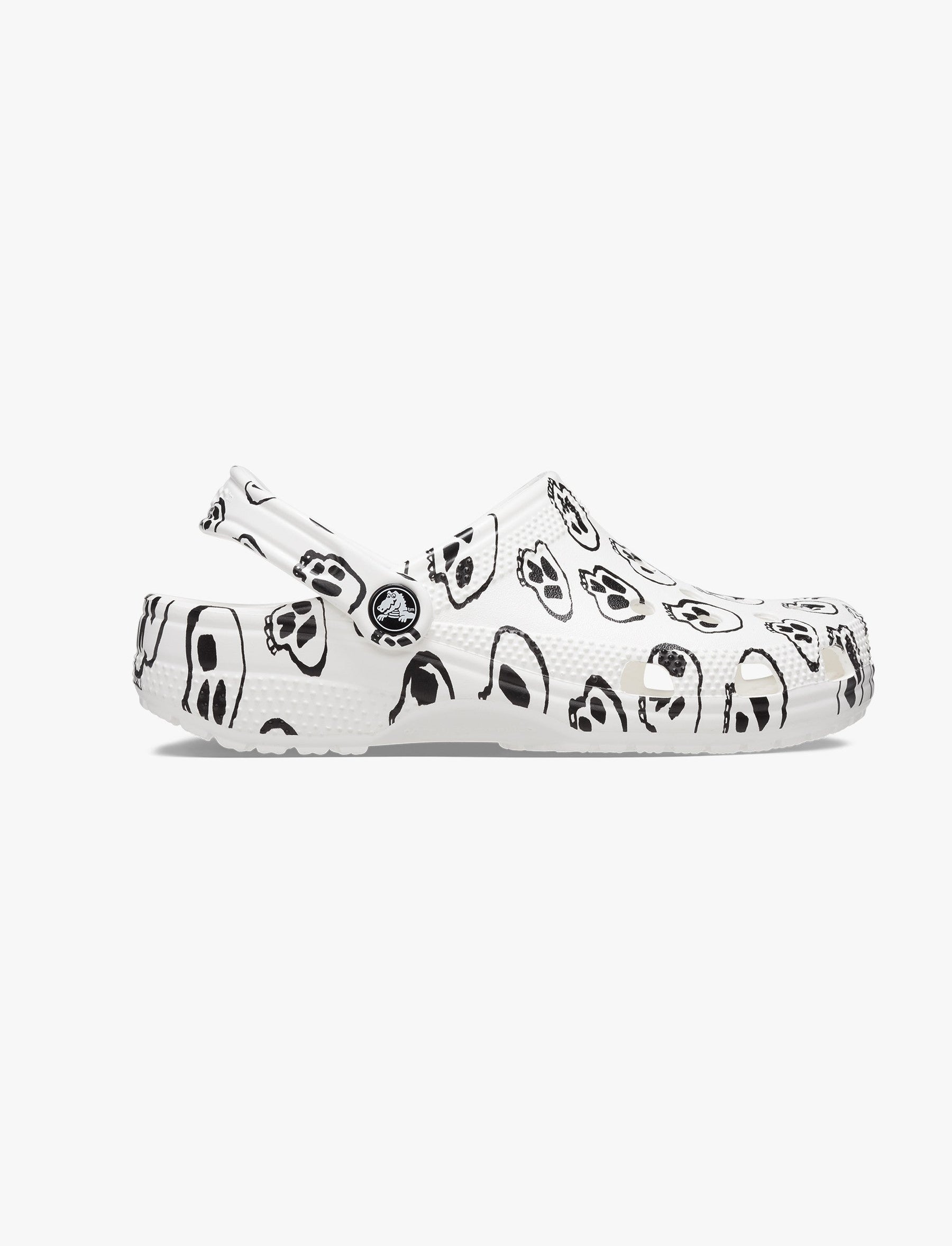 Crocs Classic Skull Print Clog - כפכפי קרוקס בהדפס גולגולות בצבע לבן/שחור-Crocs-37-38-נאקו