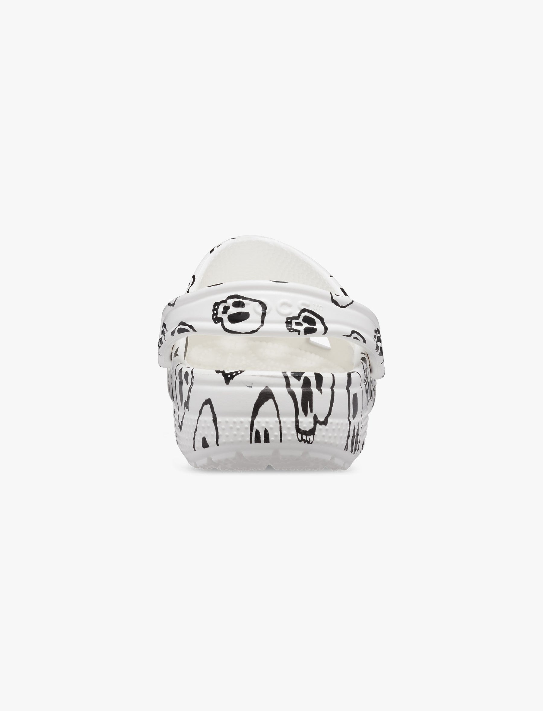 Crocs Classic Skull Print Clog - כפכפי קרוקס בהדפס גולגולות בצבע לבן/שחור-Crocs-37-38-נאקו