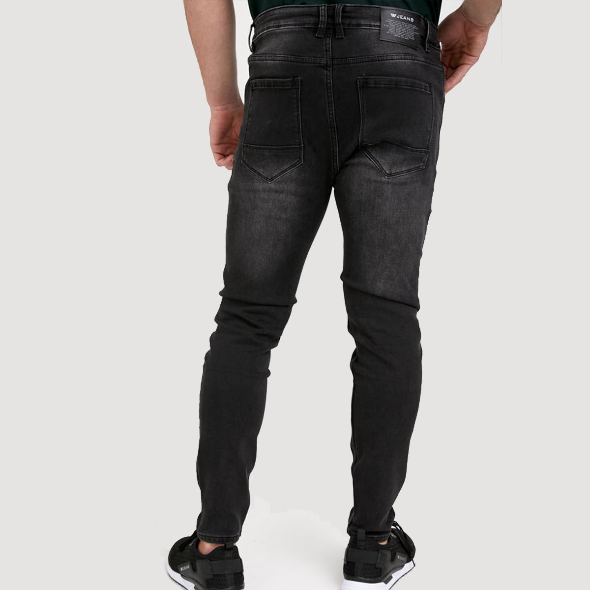 דבליו ג'ינס שחור משופשף לגבר-W Jeans-28-נאקו