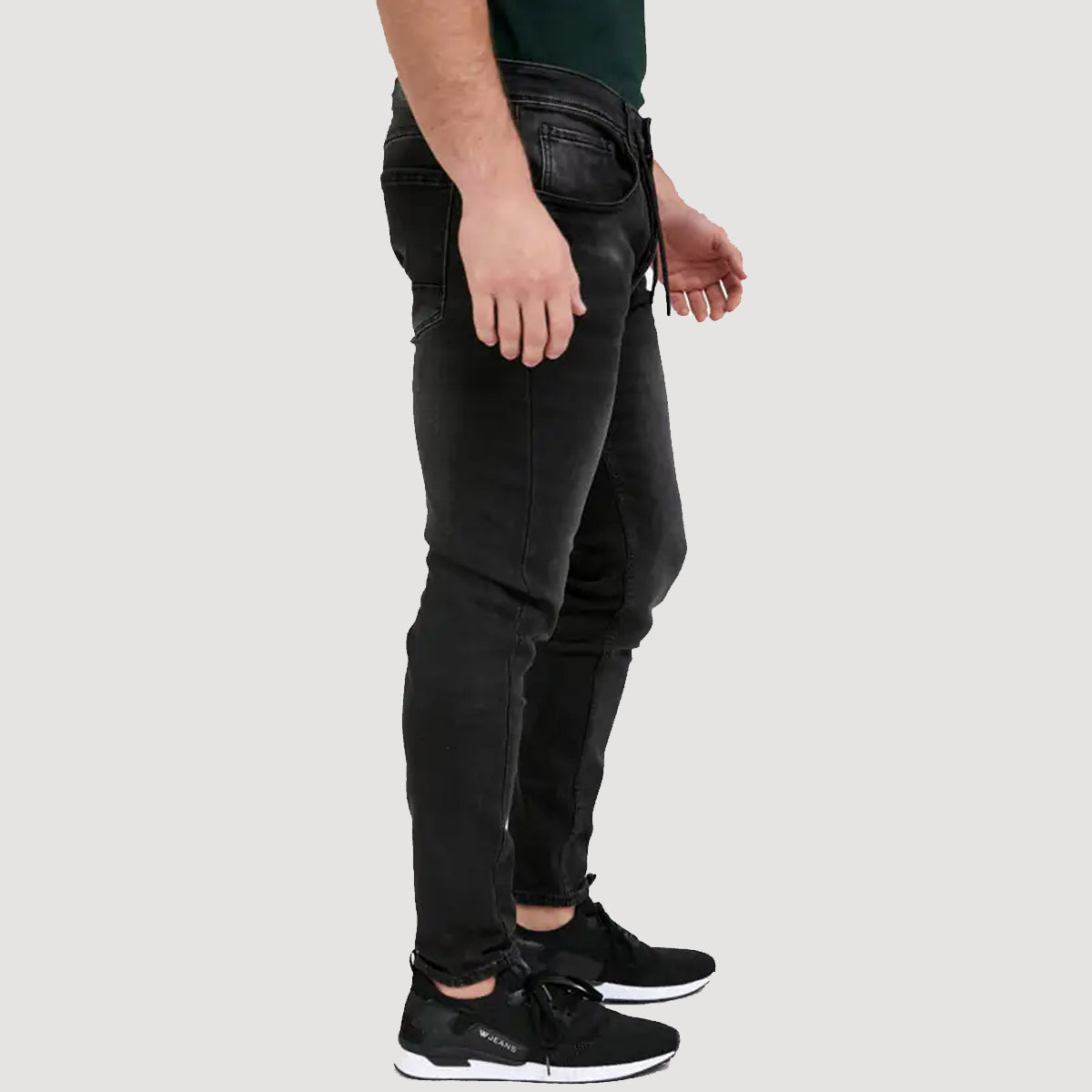 דבליו ג'ינס שחור משופשף לגבר-W Jeans-28-נאקו