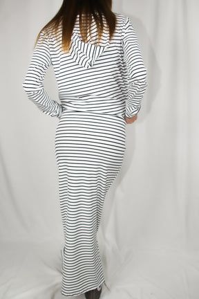 חצאית מקסי פסים עם שסע בצבע לבן לנשים-Daniel-1-נאקו