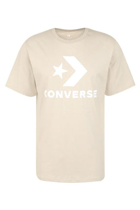 קונברס חולצת טישירט קצרה Stand Fit לוגו בצבע אבן לגברים-Converse All Star-XS-נאקו