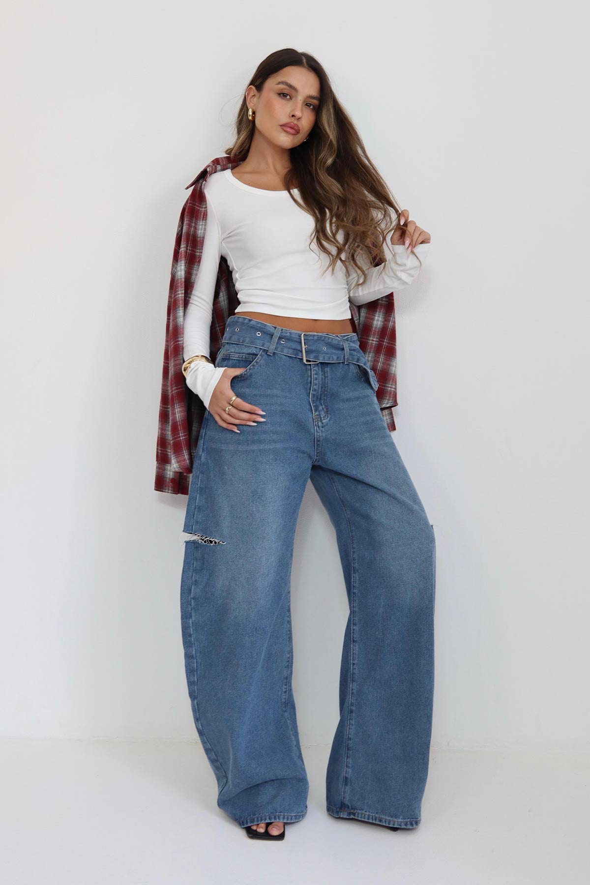 ג'ינס חגורה אוליביה