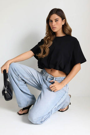 חולצת קרופ גולדי