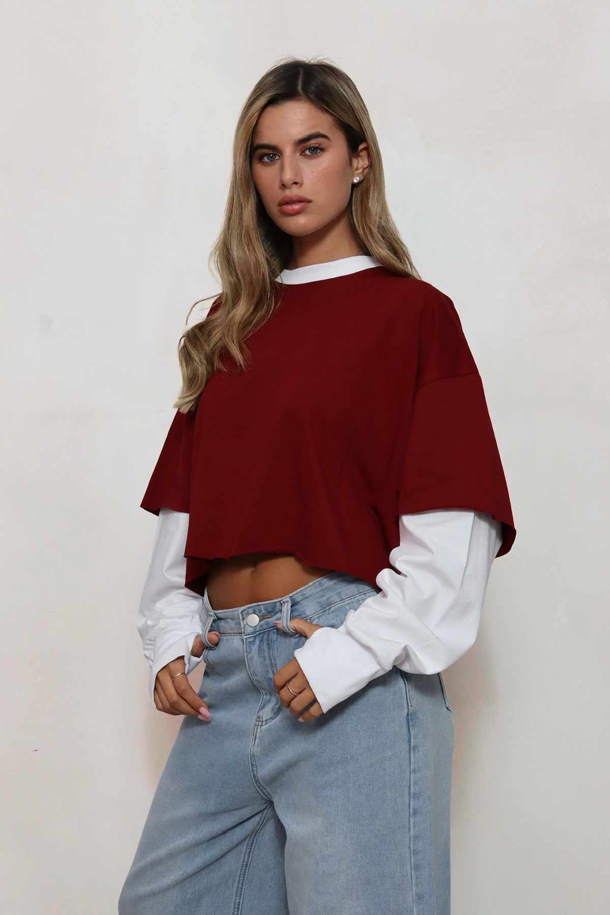 חולצת קרופ שילוב דניקה