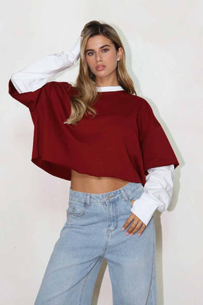 חולצת קרופ שילוב דניקה